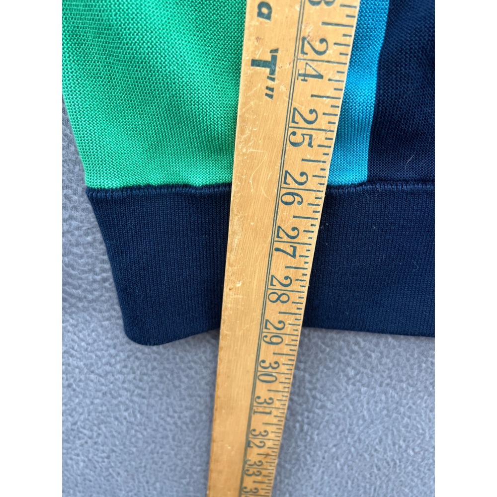 Brooks Brothers Cardigan Sweater Mens L Cotton Navy Green Color Block Stripe - Picture 6 of 10